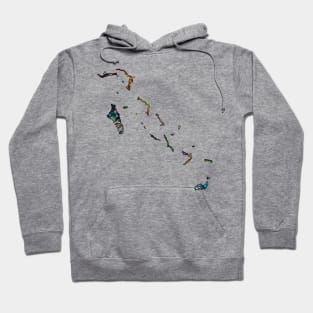 Spirograph Patterned Bahamas Island Map Hoodie